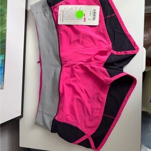 Lululemon Athletica Pink and Gray Athletic Shorts with Compression Liner